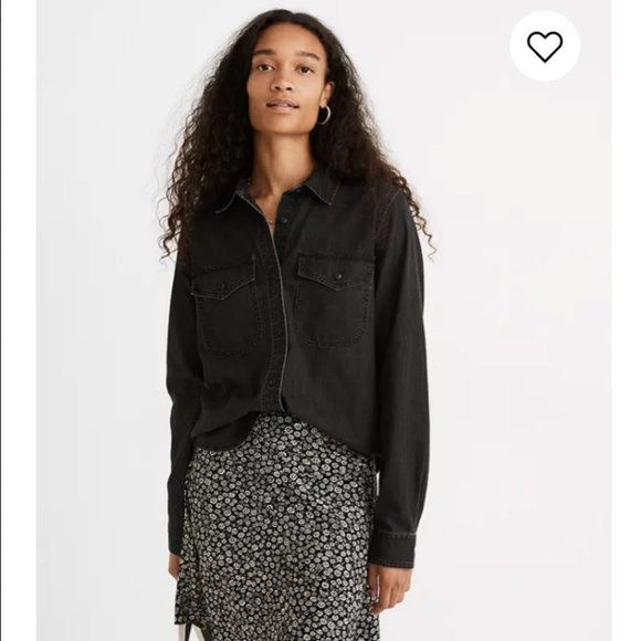 MADEWELL Denim Button-Up Shirt in Lunar Wash sz S - Picture 1 of 9